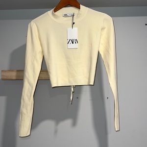 Zara sweater backless tie‎ top NWT butter yellow